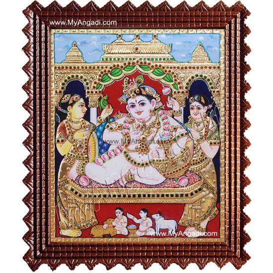 Durbar Krishna Tanjore Painting, Krishna Tanjore Painting