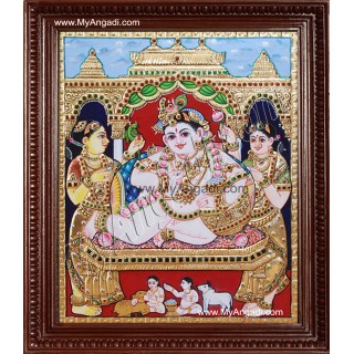 Durbar Krishna Tanjore Painting, Krishna Tanjore Painting