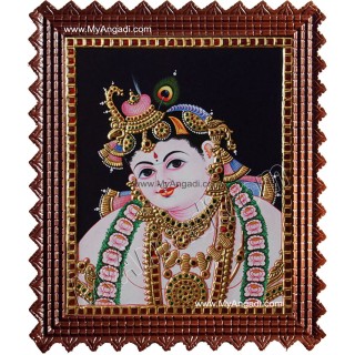 Face Krishna Tanjore Painting, Krishna Tanjore Painting