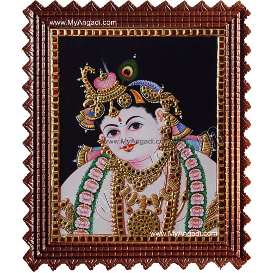 Face Krishna Tanjore Painting, Krishna Tanjore Painting