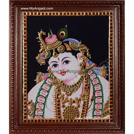 Face Krishna Tanjore Painting, Krishna Tanjore Painting