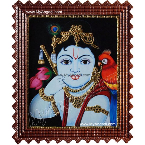 Face Krishna Tanjore Painting, Krishna Tanjore Painting