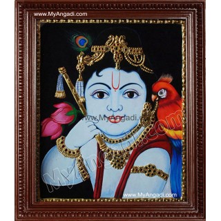 Face Krishna Tanjore Painting, Krishna Tanjore Painting