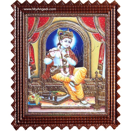 Flute Krishna Tanjore Painting, Krishna Tanjore Painting