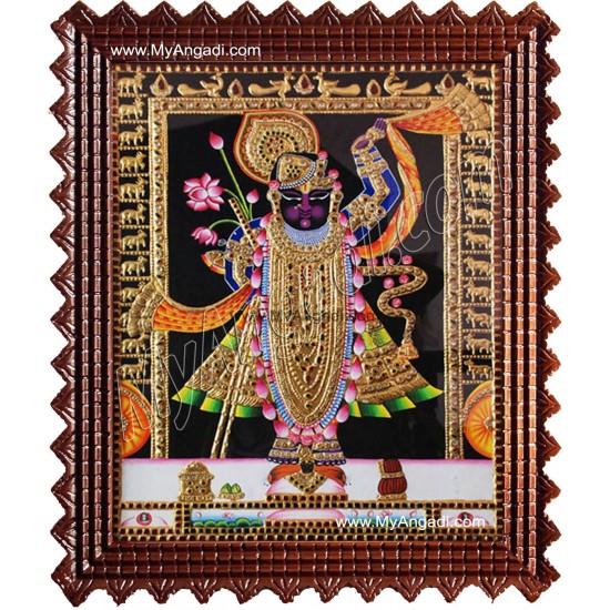 North India Krishna Tanjore Painting, Shrinathji Tanjore Painting