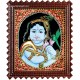 Oval Parrot Krishna Tanjore Painting, Krishna Tanjore Painting