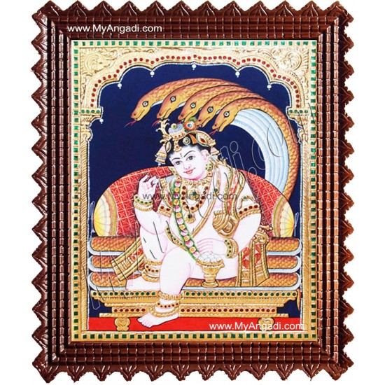 Naga Krishna Tanjore Painting, Krishna Tanjore Painting