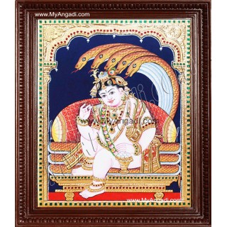 Naga Krishna Tanjore Painting, Krishna Tanjore Painting