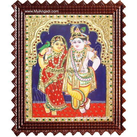 Rukmani Krishna Tanjore Painting, Krishna Tanjore Painting