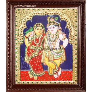 Rukmani Krishna Tanjore Painting, Krishna Tanjore Painting