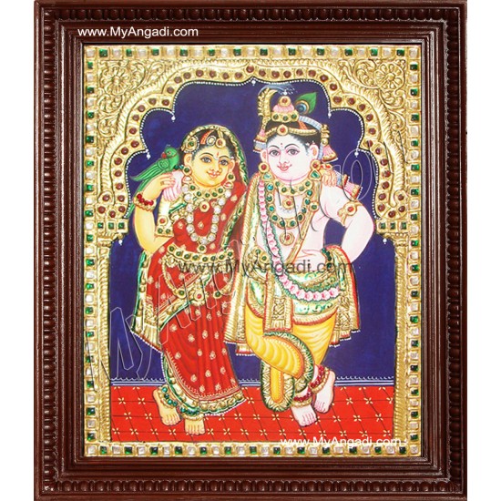 Rukmani Krishna Tanjore Painting, Krishna Tanjore Painting