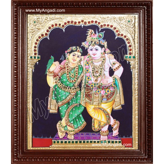 Rukmani Krishna Tanjore Painting, Krishna Tanjore Painting