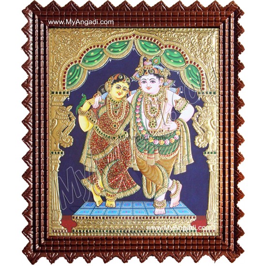 Rukmani Krishna Tanjore Painting, Krishna Tanjore Painting