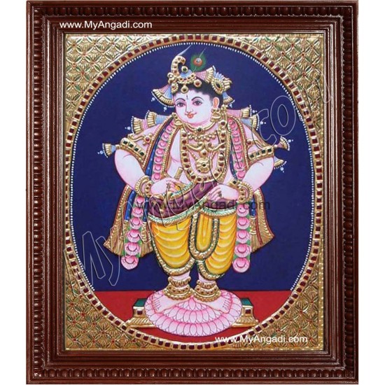 Oval Vitoba Krishna Tanjore Painting, Krishna Tanjore Painting