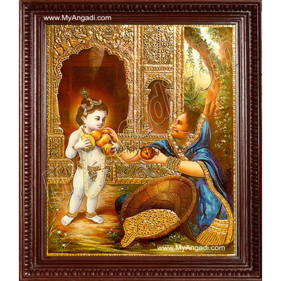 Palace Krishna Fruit Tanjore Painting, Krishna Tanjore Painting