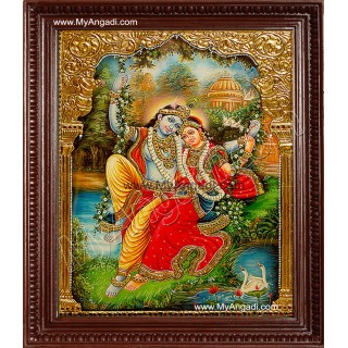 Swinging Radha Krishna Tanjore Painting, Krishna Tanjore Painting