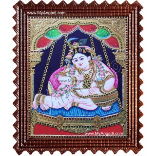 Unjal Krishna Tanjore Painting, Krishna Tanjore Painting