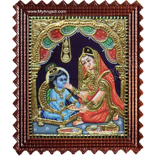 Yasodha Krishna Tanjore Painting, Krishna Tanjore Painting