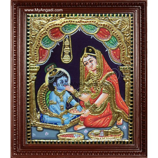 Yasodha Krishna Tanjore Painting, Krishna Tanjore Painting