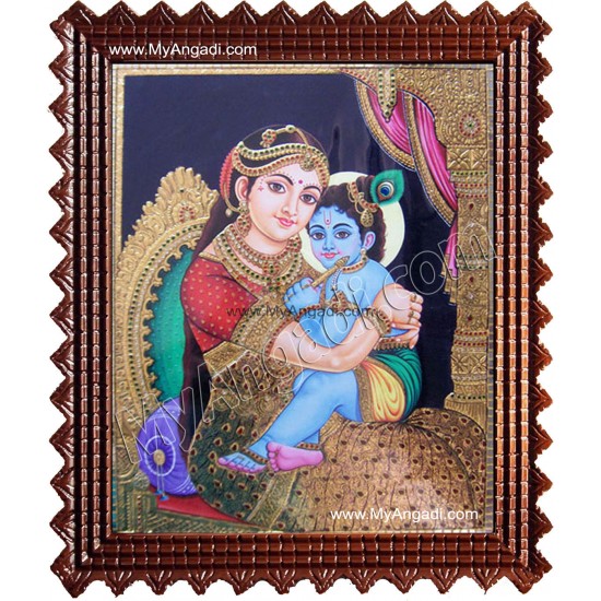 Yasodha Krishna Tanjore Painting, Krishna Tanjore Painting