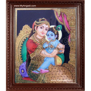 Yasodha Krishna Tanjore Painting, Krishna Tanjore Painting