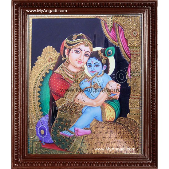 Yasodha Krishna Tanjore Painting, Krishna Tanjore Painting