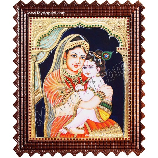Yasotha Krishna Tanjore Painting, Krishna Tanjore Painting