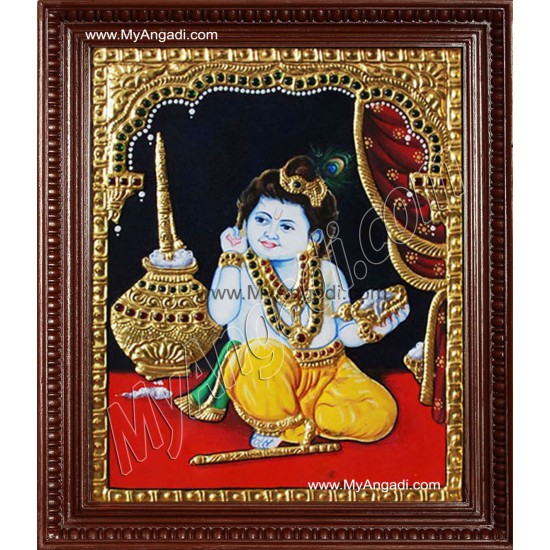 Vennai Thali Krishna Tanjore Painting, Krishna Tanjore Painting