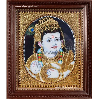 Vennai Thali Krishna Tanjore Painting, Krishna Tanjore Painting