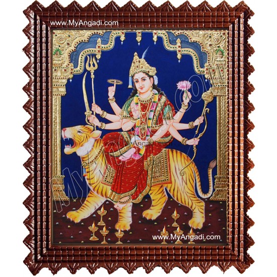 Mahishasura Mardhini Tanjore Painting, Amman Tanjore Painting