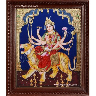 Mahishasura Mardhini Tanjore Painting, Amman Tanjore Painting