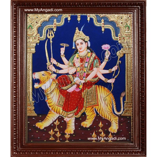 Mahishasura Mardhini Tanjore Painting, Amman Tanjore Painting