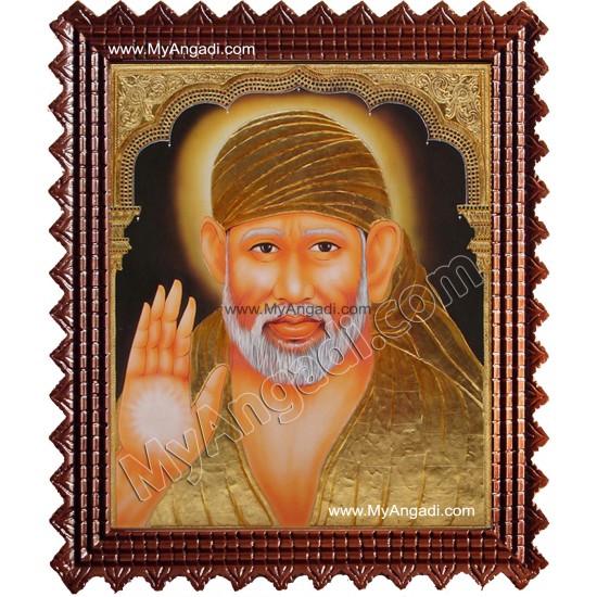 Shiridi Sai Baba Tanjore Painting, Saint Tanjore Painting Shiridi Sai Baba Tanjore Painting, Saint Tanjore Painting