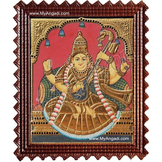 Antique Saraswathi Tanjore Painting, Traditional Saraswathi Tanjore Painting
