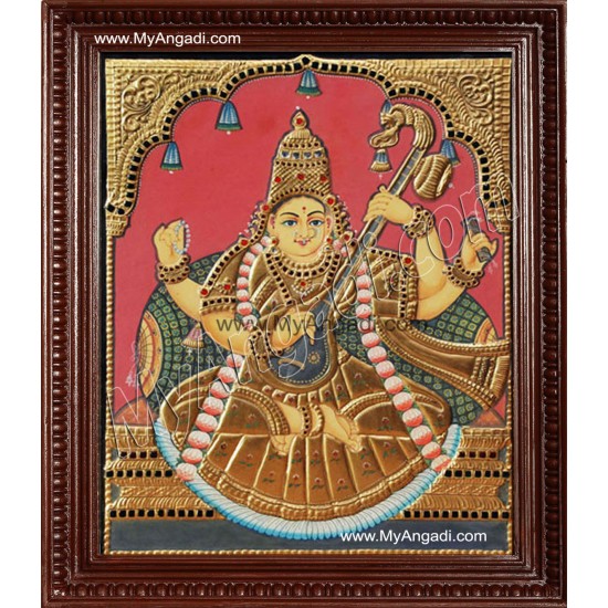 Antique Saraswathi Tanjore Painting, Traditional Saraswathi Tanjore Painting