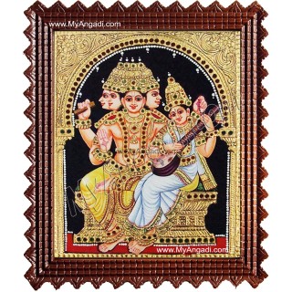 Brahma Saraswathi Tanjore Painting, Traditional Saraswathi Tanjore Painting