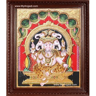 Panchamuga Ganesha Tanjore Painting, Ganesha Tanjore Painting