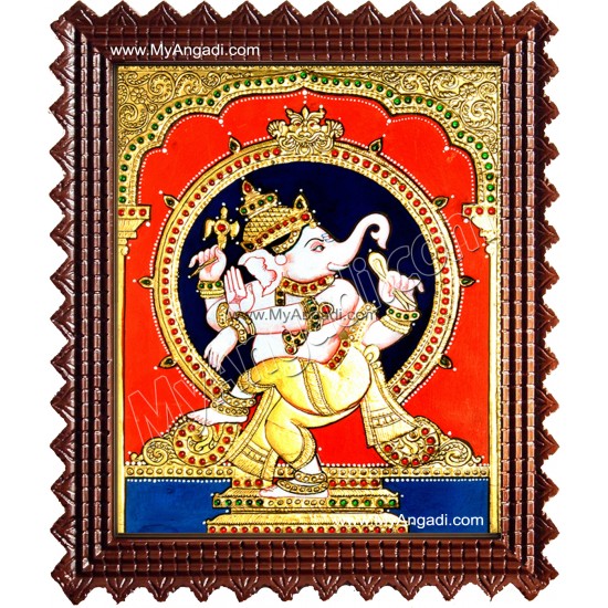 Dancing Ganesha Tanjore Painting, Ganesha Tanjore Painting Dancing Ganesha Tanjore Painting, Ganesha Tanjore Painting