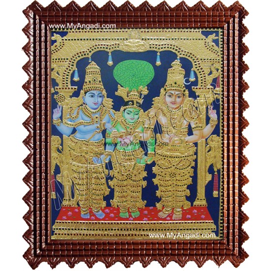 Sivan Paarvathi Thirumanam Tanjore Painting, Girija Kalyanam Tanjore Painting