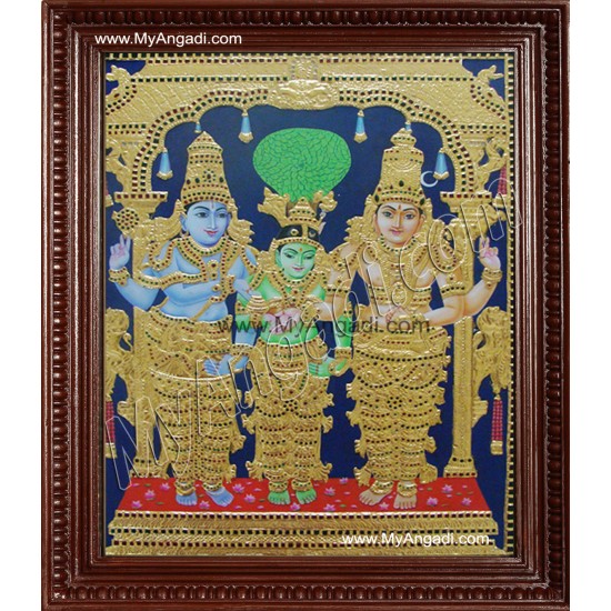 Sivan Paarvathi Thirumanam Tanjore Painting, Girija Kalyanam Tanjore Painting