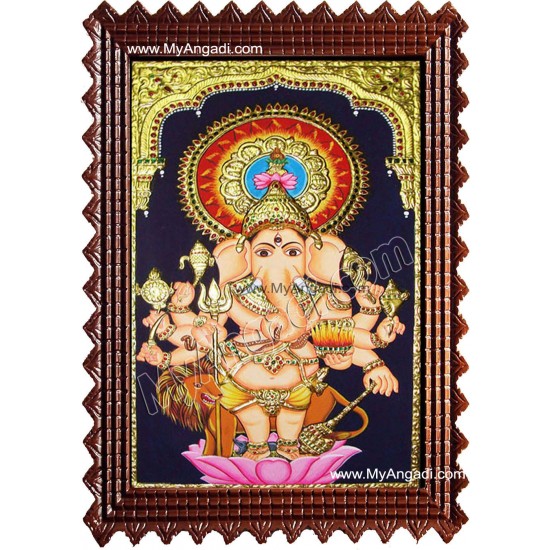 Kan Drishti Ganesha Tanjore Painting, Ganesha Tanjore Painting