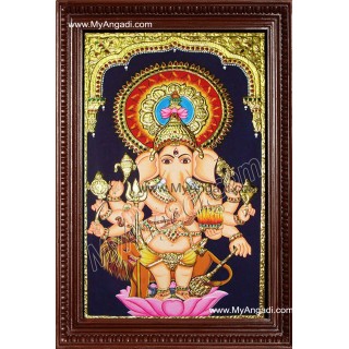 Kan Drishti Ganesha Tanjore Painting, Ganesha Tanjore Painting