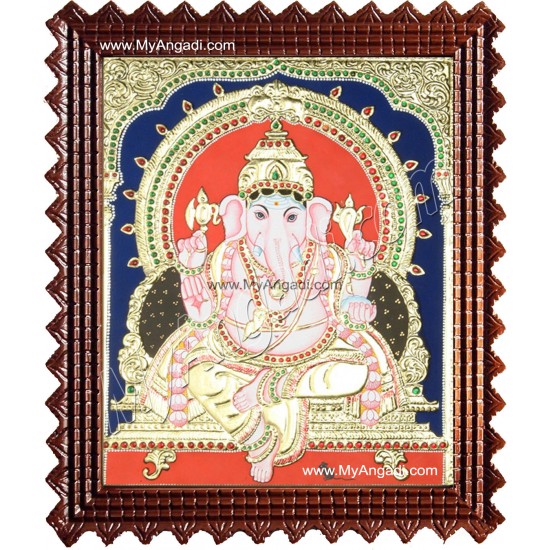 Mantap Ganesha Tanjore Painting, Ganesha Tanjore Painting