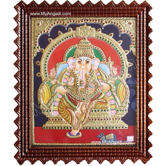 Mantap Ganesha Tanjore Painting, Ganesha Tanjore Painting