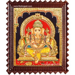 Mantap Ganesha Tanjore Painting, Ganesha Tanjore Painting Mantap Ganesha Tanjore Painting, Ganesha Tanjore Painting