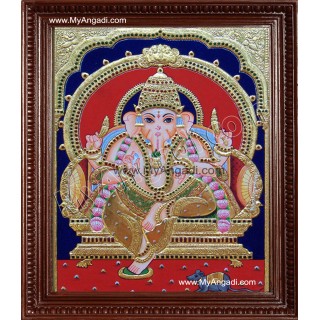 Mantap Ganesha Tanjore Painting, Ganesha Tanjore Painting
