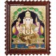 Straight Face Ganesha Tanjore Painting, Ganesha Tanjore Painting