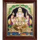 Straight Face Ganesha Tanjore Painting, Ganesha Tanjore Painting