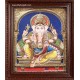 Straight Face Ganesha Tanjore Painting, Ganesha Tanjore Painting