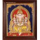 Straight Face Ganesha Tanjore Painting, Ganesha Tanjore Painting